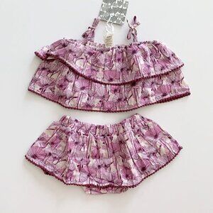 Kate Quinn Organics Baby Girl Medium Orchid Poppies Sunsuit 18-24 Months